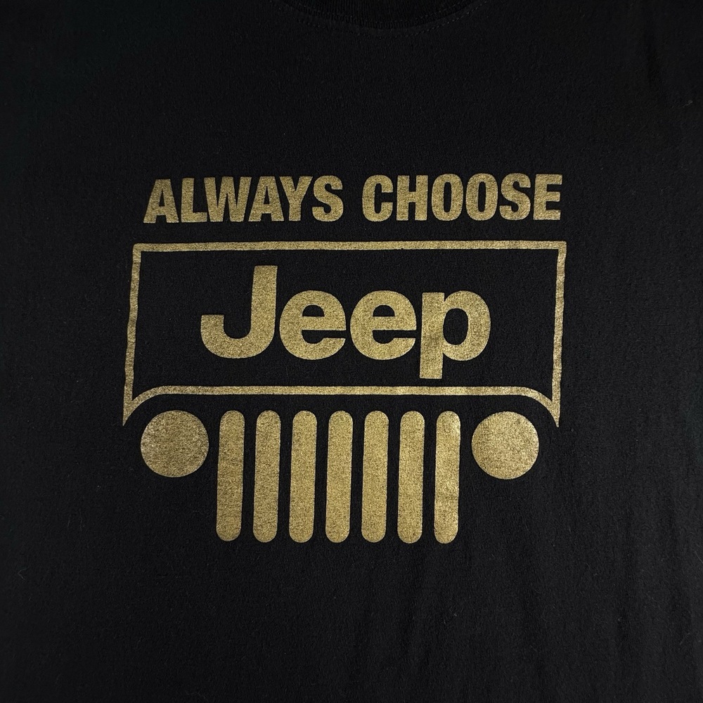 "Always choose Jeep" T-Shirt XL Unisex Extra Large Black /Gold Short Sleeve